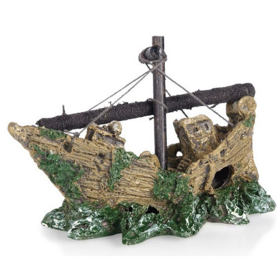 Akvarijní dekorace PO-026 vrak s lany